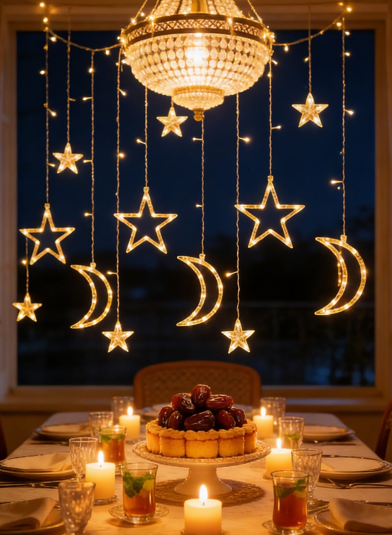 يواوليتي أضواء رمضان، أضواء رمضان LED USB، جهاز تحكم عن بعد يعمل بالطاقة مع 8 أوضاع إضاءة لتزيين الجدران الداخلية والخارجية (أبيض دافئ) - Image 1